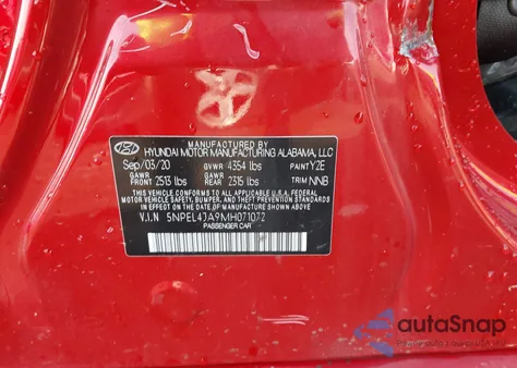 2021 Hyundai Sonata Sel из США, поврежденный, VIN 5NPEL4JA9MH071072